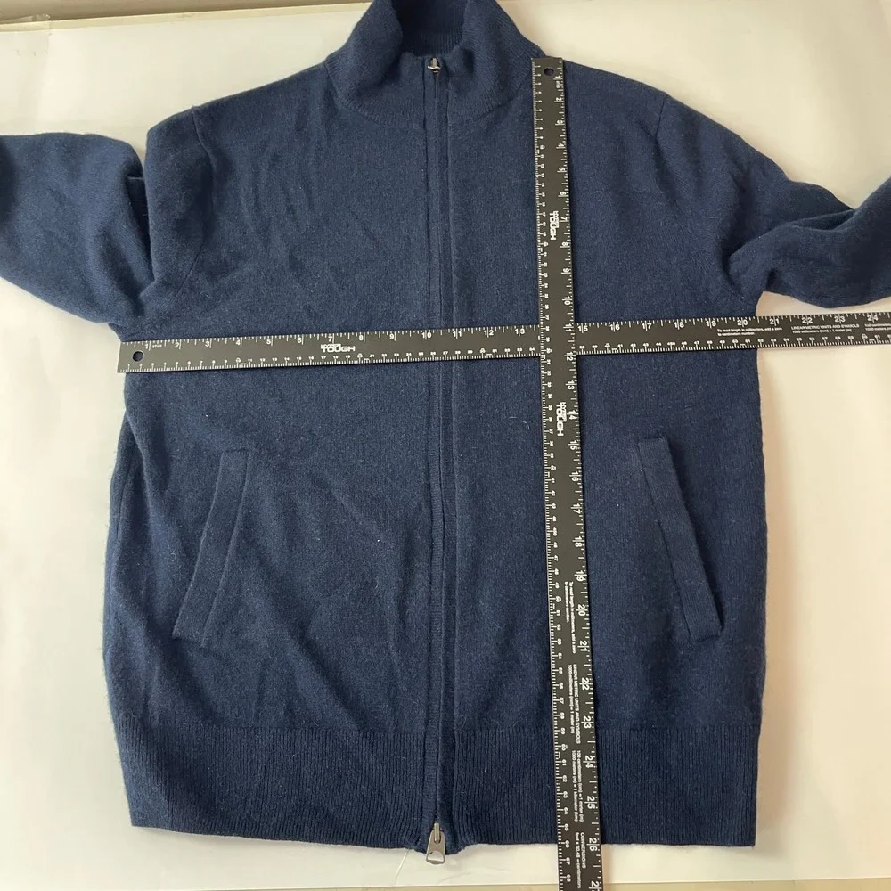 J Crew Sweater Mens Medium Cashmere Full Zip Mock Neck Cardigan Preppy Old Money